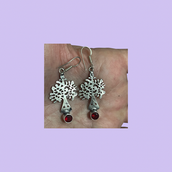 Tree of Life Garnet Earrings #221