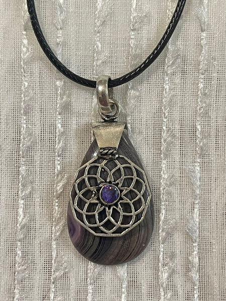 Purple Fluorite Amethyst Pendant #145