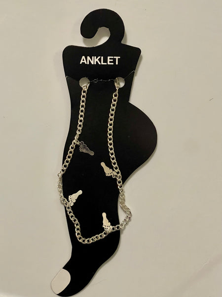 Assorted Silvertone Anklets