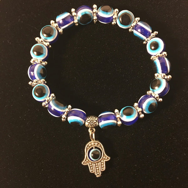 Double Protection Hamsa Hand & Nazar "Evil Eye" Amulet Bracelet