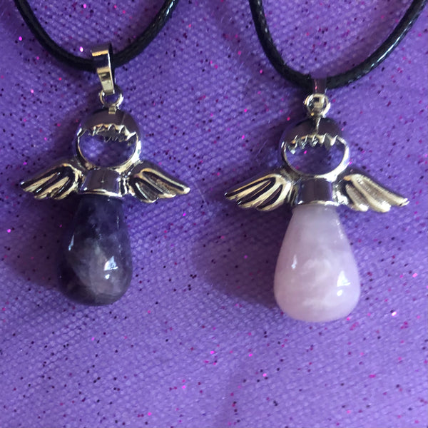 Angel Pendants Rose Quartz & Amethyst