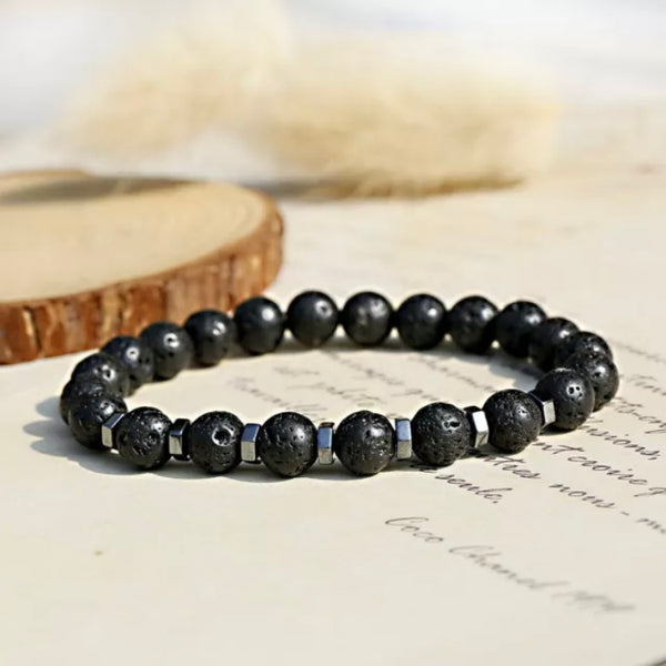 Hematite & Volcanic Lava Stone Bracelet