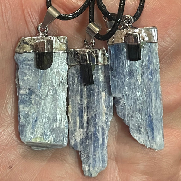 Blue Kyanite & Black Tourmaline Pendant