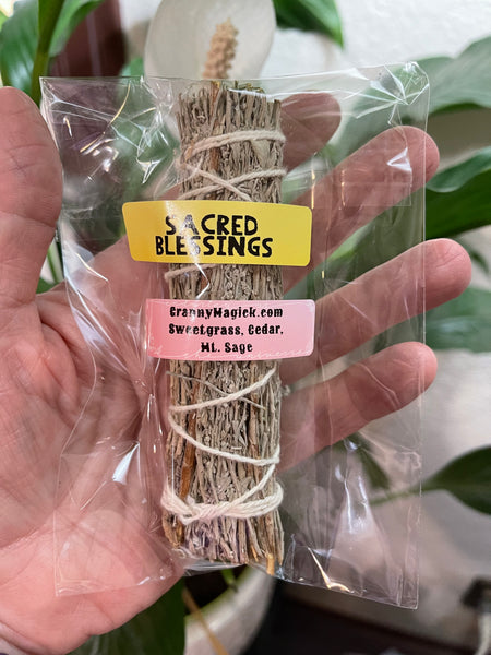 Sacred Blessings Sweetgrass, Cedar, Mt. Sage Lavender Smudge Stick