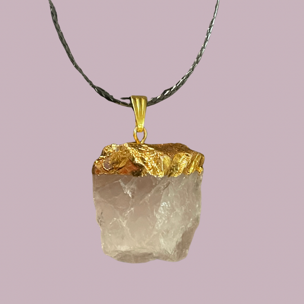 Rose Quartz Electroplated Pendant