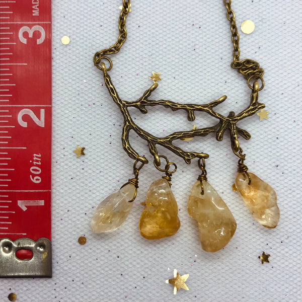 Bronze Branch with Citrine Crystal Drops