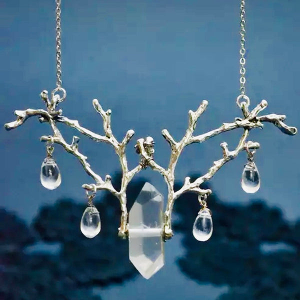 Branches with Quartz Drops Ethereal Necklace