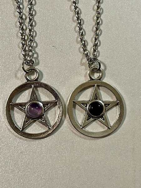 Pentagram Pentacle with Center Stone Pendant