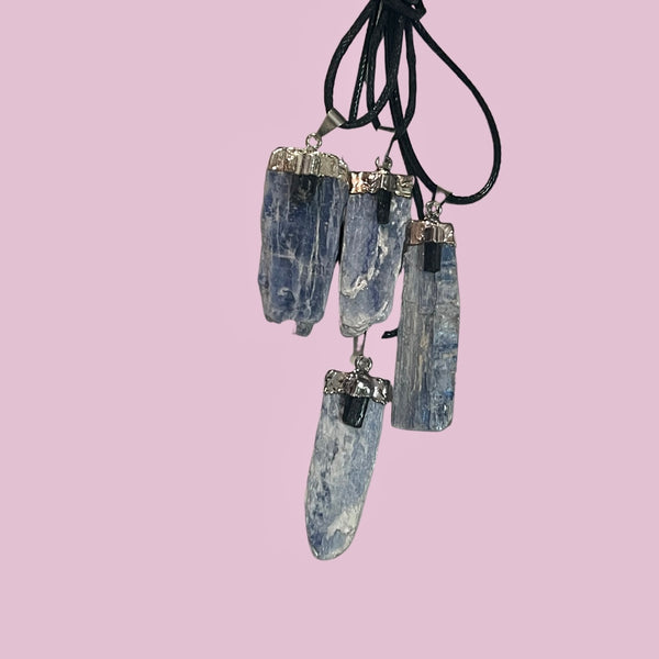 Blue Kyanite & Black Tourmaline Pendant