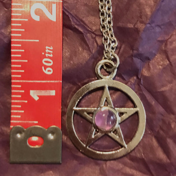 Pentagram Pentacle with Center Stone Pendant
