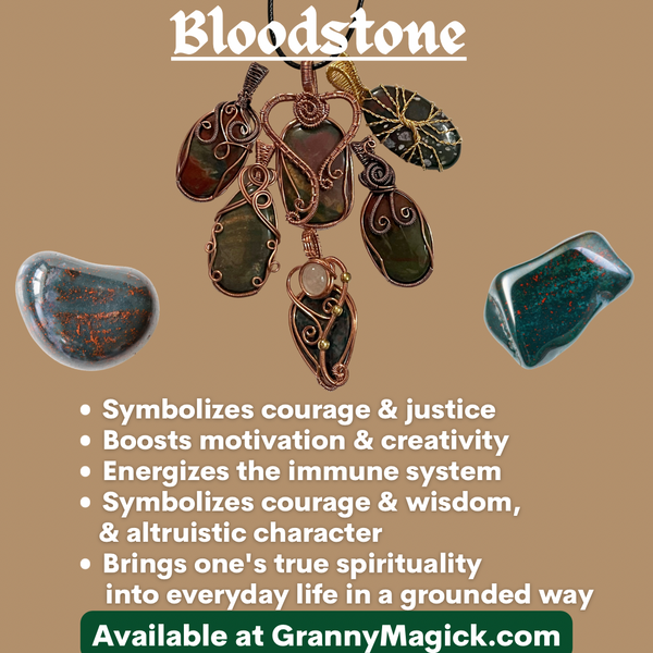 Copper Wire Wrapped Bloodstone Pendants