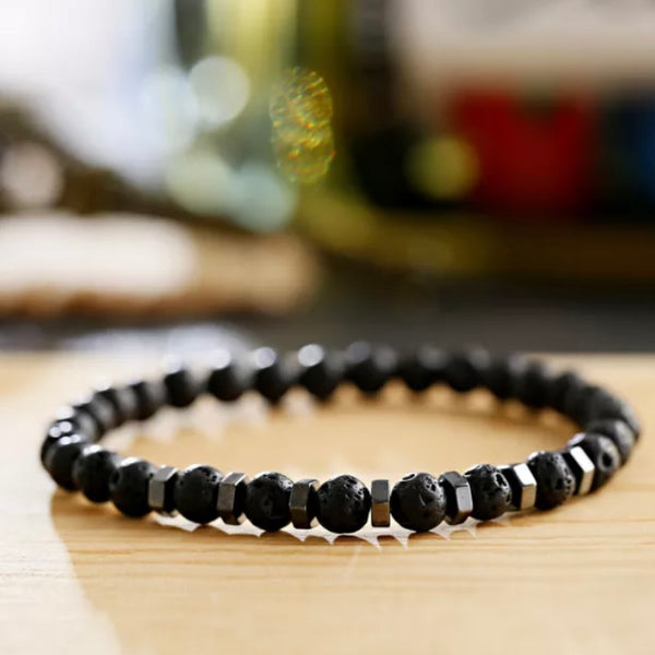 Hematite & Volcanic Lava Stone Bracelet