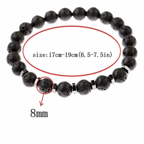 Hematite & Volcanic Lava Stone Bracelet