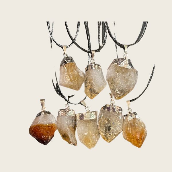 Citrine Silver Capped Nugget Pendant