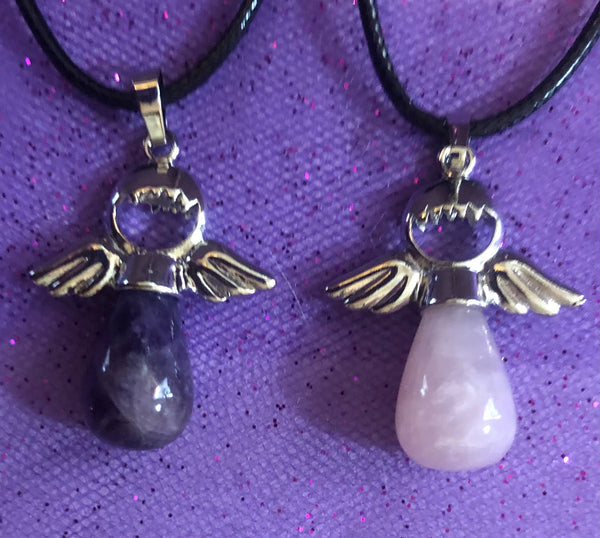 Angel Pendants Rose Quartz & Amethyst