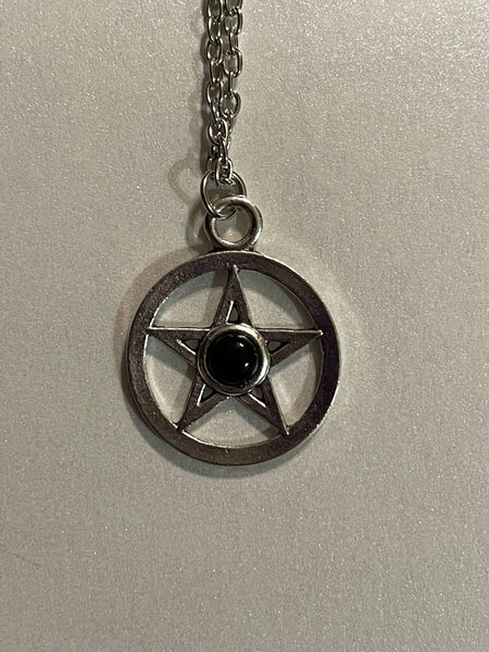 Pentagram Pentacle with Center Stone Pendant