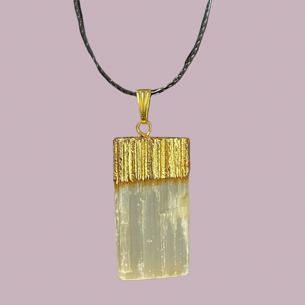 Selenite Electroplated Pendant