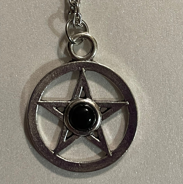 Pentagram Pentacle with Center Stone Pendant