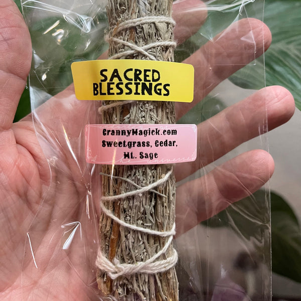 Sacred Blessings Sweetgrass, Cedar, Mt. Sage Lavender Smudge Stick