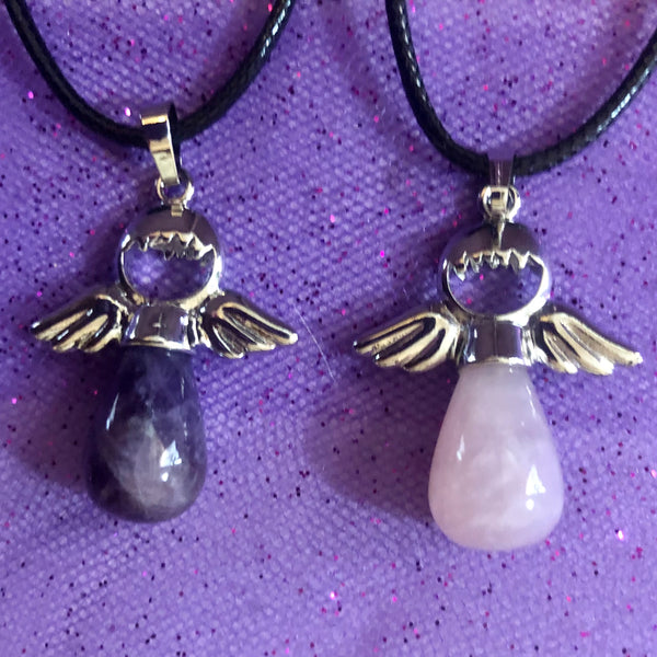 Angel Pendants Rose Quartz & Amethyst