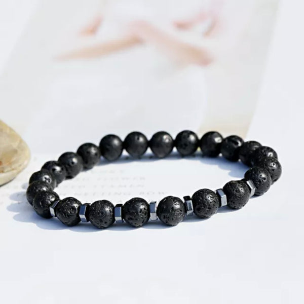 Hematite & Volcanic Lava Stone Bracelet