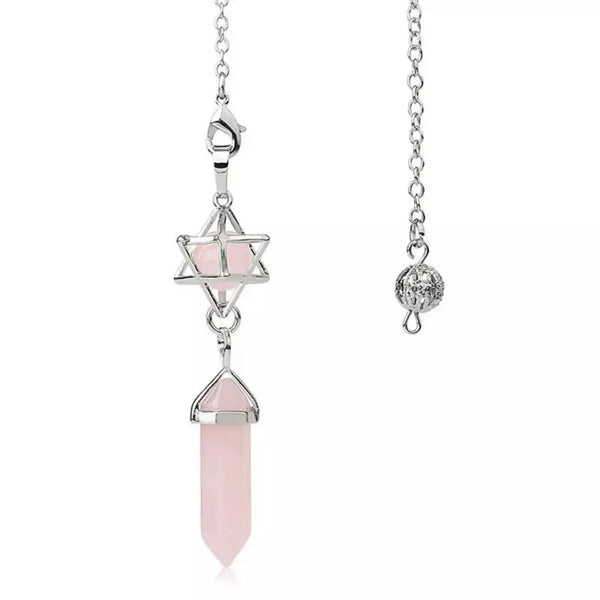 Pendulum Rose Quartz Merkaba Caged Sphere