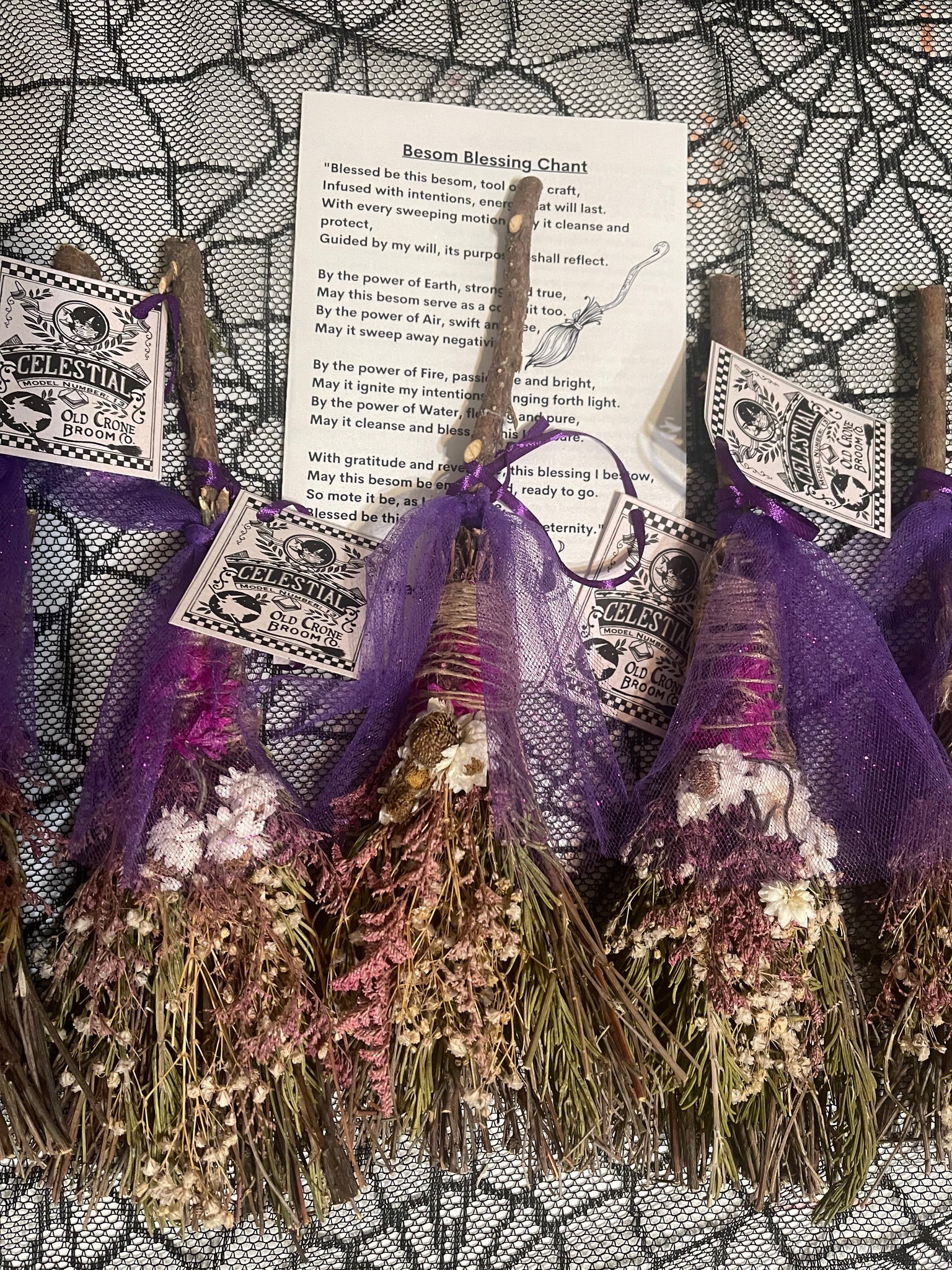 Broom/Besom Rosemary & Limonium 12"