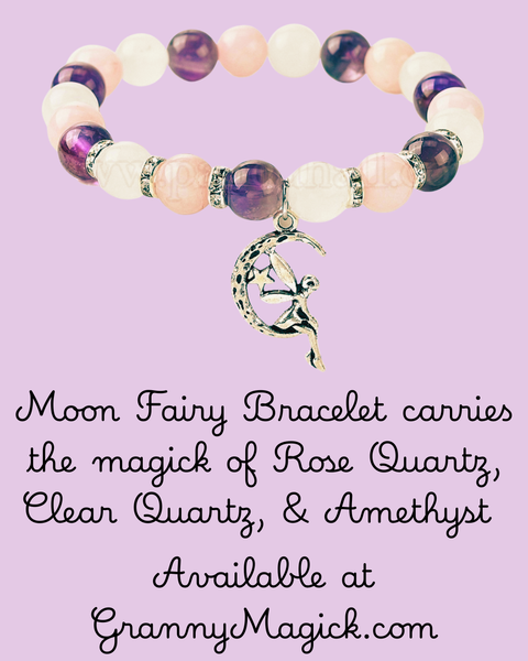 Moon Fairy Bracelet with Rose & Clear Quartz & Amethyst