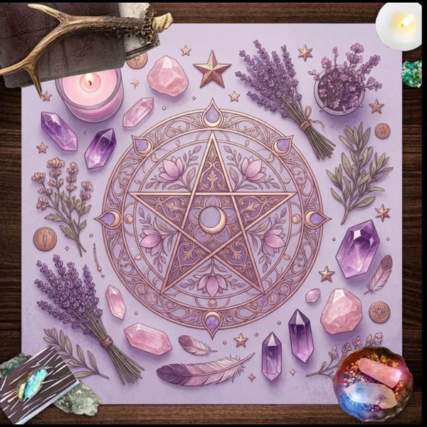 Lavender Nature Pentacle Altar Cloth