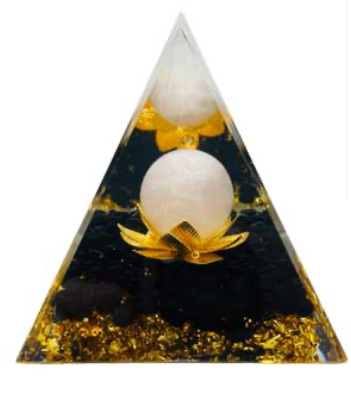 White Moon with Lotus Orgonite Pyramid