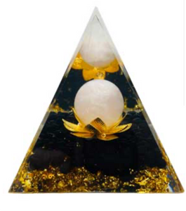 White Moon with Lotus Orgonite Pyramid