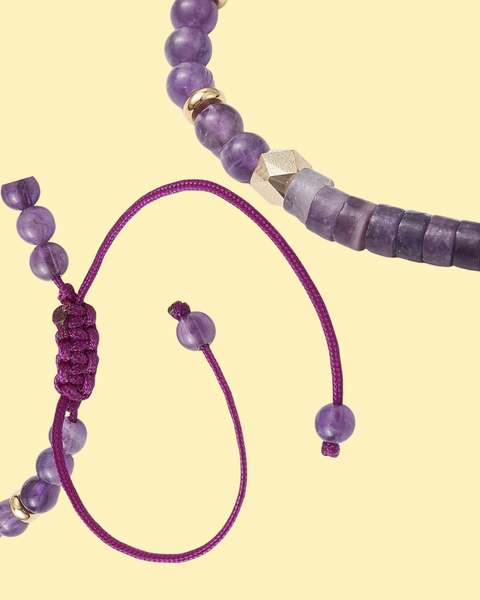 Crystal Bead Adjustable Bracelets Amethyst, Green Aventurine, & Tiger’s Eye