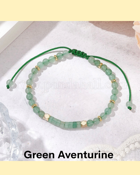 Crystal Bead Adjustable Bracelets Amethyst, Green Aventurine, & Tiger’s Eye