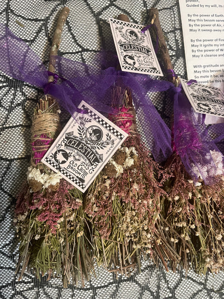 Broom/Besom Rosemary & Limonium 12"