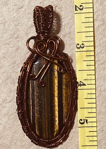 Copper Wrapped Tiger’s Eye Pendant