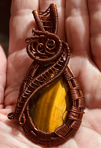 Copper Wrapped Tiger’s Eye Pendant