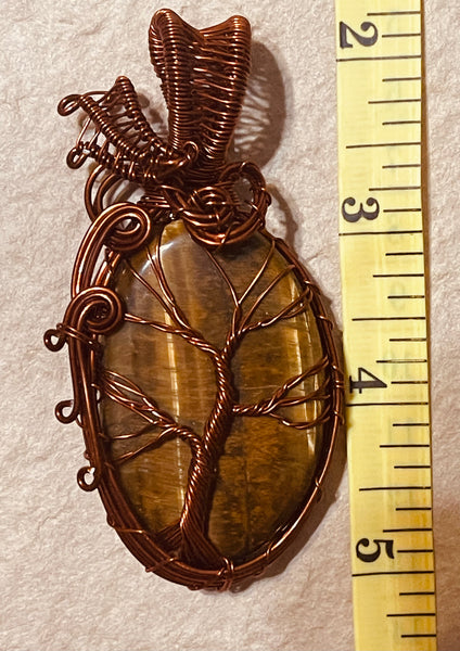 Copper Wrapped Tiger’s Eye Pendant