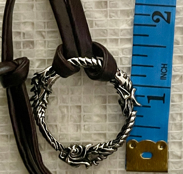 Ouroboros Snake Pendant on Adjustable Thong