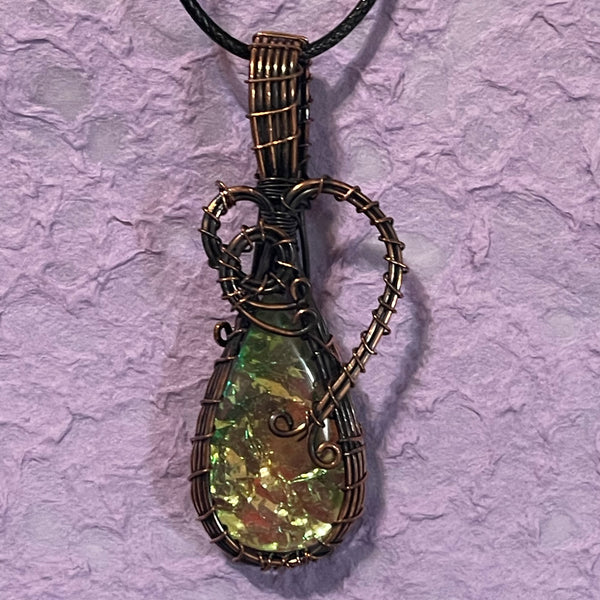 Copper Wire Wrapped Doublet Opal Pendants