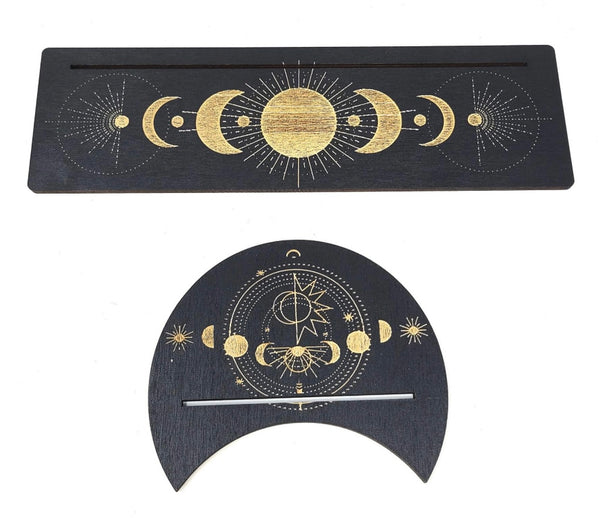 Wooden Tarot Card
Holder with Moon Phase Design (2 Pc Set)