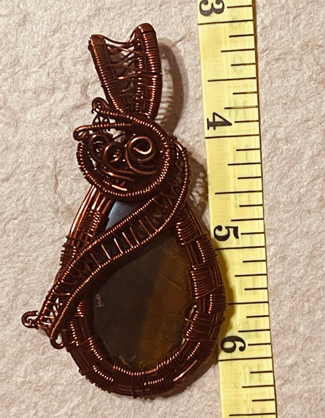 Copper Wrapped Tiger’s Eye Pendant