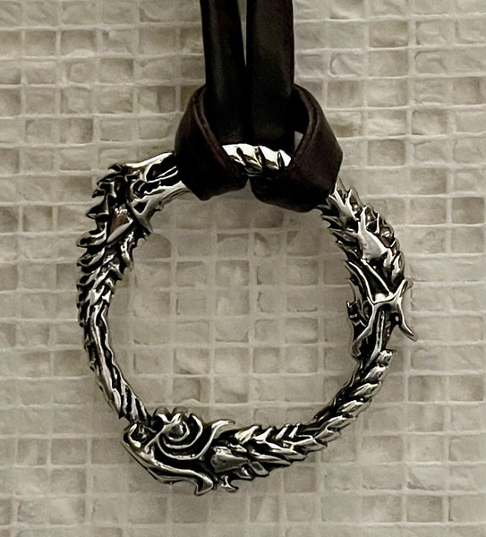 Ouroboros Snake Pendant on Adjustable Thong