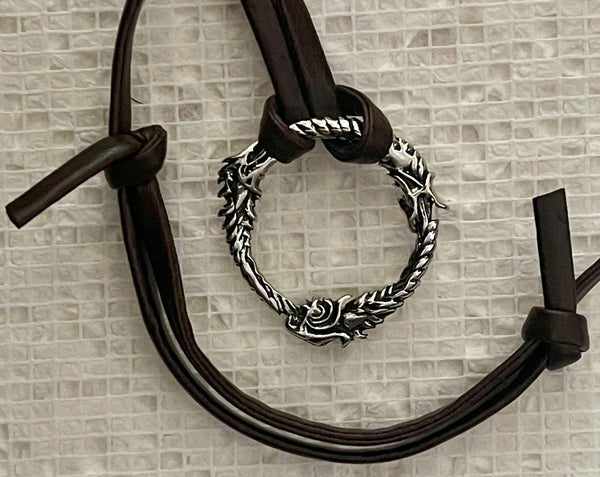 Ouroboros Snake Pendant on Adjustable Thong