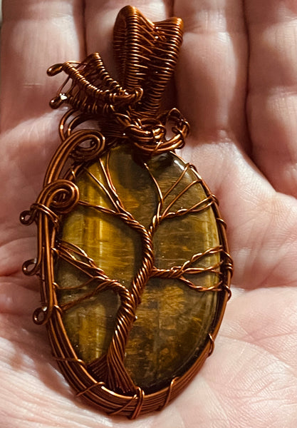 Copper Wrapped Tiger’s Eye Pendant