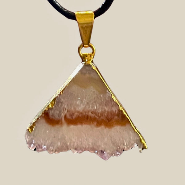 Amethyst Triangular Slices Gold Electroplated Pendant