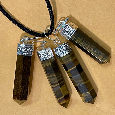 Tiger’s Eye Silver Capped Pencil Pendant