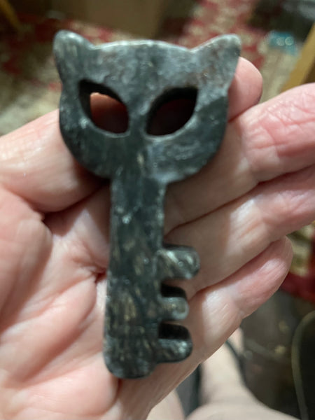 Black Obsidian Carved Cat Key