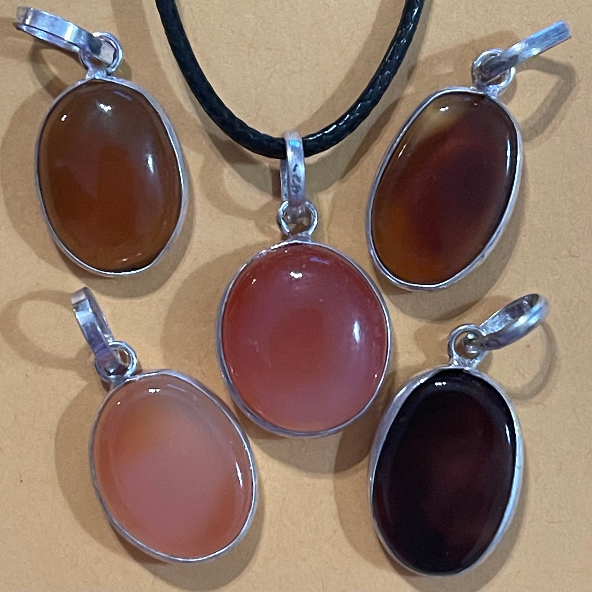 Carnelian Oval Pendants