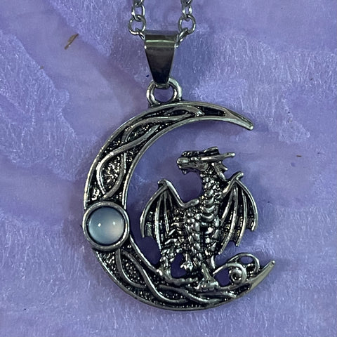 Dragon on a Celtic Moon Pendant