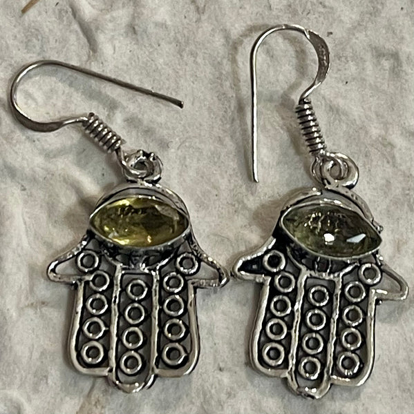 Hamsa Hand Crystal Earrings